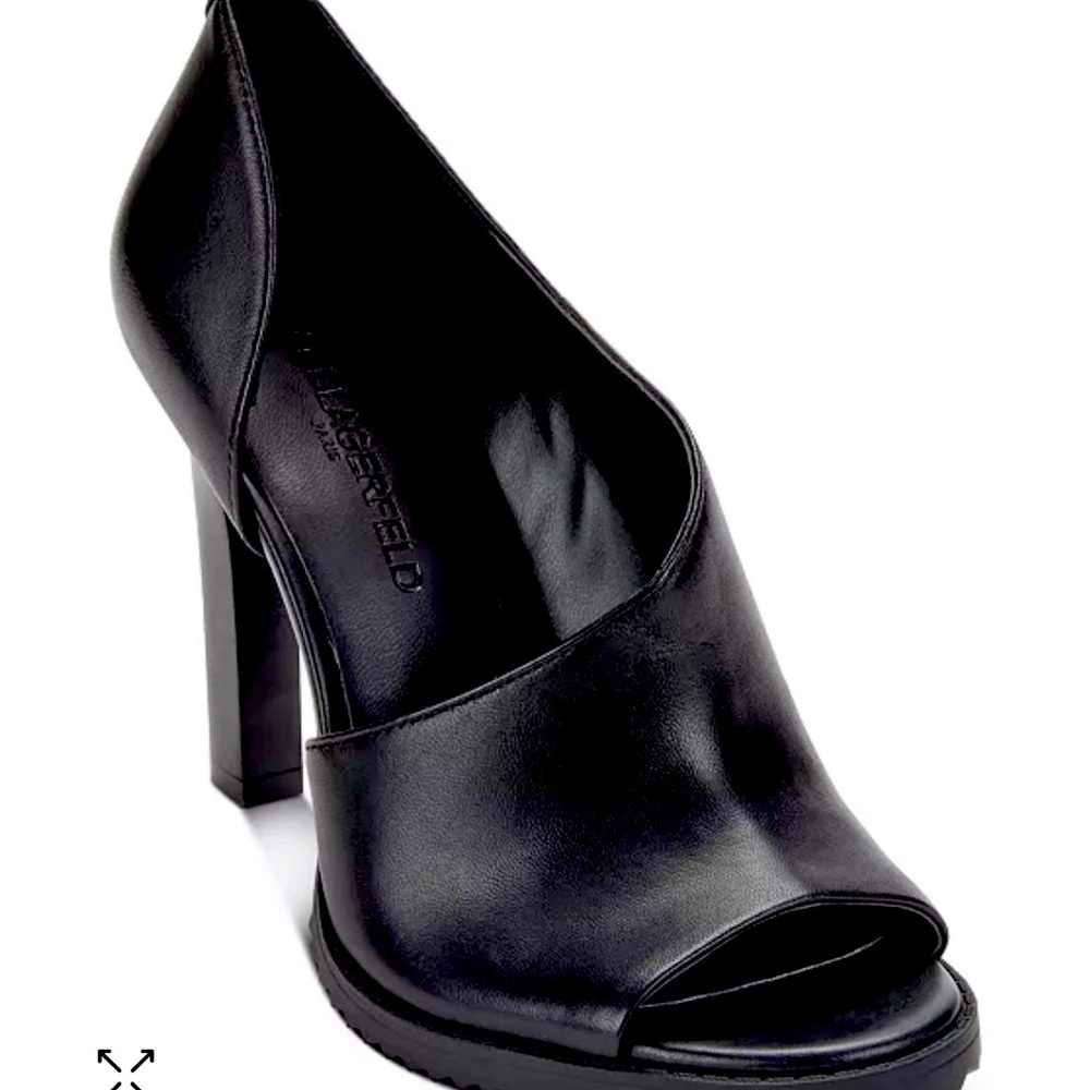 NIB Karl Lagerfeld Women Black Block Heel Shoes Sz US9 EU40
